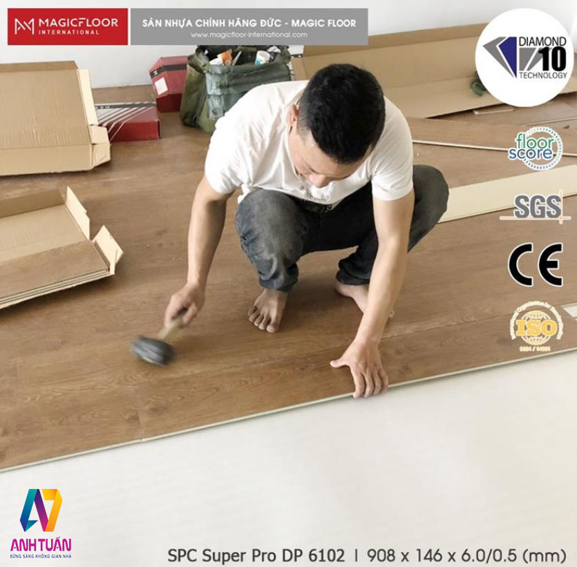 Sàn Nhựa Hèm Khóa SPC DP6102, Sàn Nhựa Hèm Khóa SPC